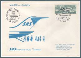 MALMO > LONDON 1/11/1972 DC9 - Cartas & Documentos