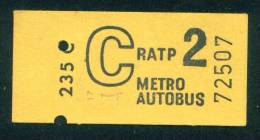 D235 / Tickets Billets C RATP 2 - METRO AUTOBUS - Europa