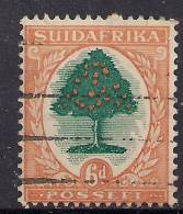 South Africa 1930 - 45 6d Green & Orange Used Invert Wmk .(E982 - Oblitérés