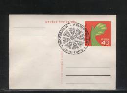 POLAND 1969 SCARCE 5TH UNITED ZSL PEOPLE´S PARTY CONGRESS COMM CANCEL ON COMM PC - Storia Postale