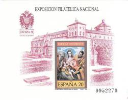 SPAGNA 1989 EL GRECO ESPOSIZIONE FILATELICA NAZIONALE - BF INTEGRO - Blokken & Velletjes