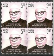 INDIA, 2006, Pannalal Barupal, (Freedom Fighter, Social Reformer, Parliamentarian), Block Of 4,   MNH, (**) - Unused Stamps