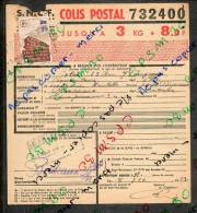 Colis Postaux Bulletin D´expédition 8.6fr 3 Kg Timbre 2.70 Barré 3.0fr N° 732400 (cachet Gare SNCF ANGOULEME PO MIDI) - Covers & Documents