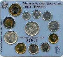 Italie Italia Coffret Officiel BU 1 à 1000 Lira 2001 Argent Verdi KM MS39 - Jahressets & Polierte Platten