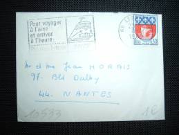 LETTRE MIGNONNETTE TP BLASONS PARIS 0,30F OBL. MEC. 8-1-1969 LYON GARE (69 RHONE) - 1941-66 Armoiries Et Blasons