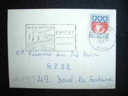 LETTRE MIGNONNETTE TP BLASON PARIS 0,30F OBL. MEC. 14-3-1967 CHOLET (49 MAINE ET LOIRE) - Posttarife