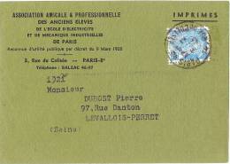 LBL13 - MERCURE POSTES F.SES 50c SUR CARTE AU TARIF IMPRIMES - Posttarife