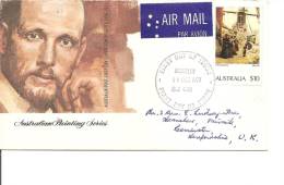 Australie -Peintures ( FDC De 1977 Voyagé Par Avion Vers La Grande-Bretagne à Voir) - Storia Postale