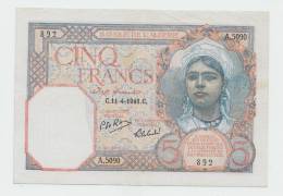 Algeria 5 Francs 1941 AXF CRISP Banknote P 77b 77 B - Argelia