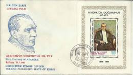 CHIPRE TURCO SPD HOJA BLOQUE ATATURK 1981 - Covers & Documents