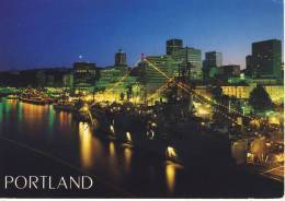 PORTLAND Oregon - Skyline, SHIP Waterfront When Navy Ships Dress For The Rose Festival, Air Mail - Portland