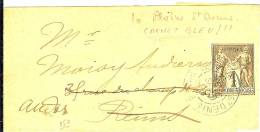 LTR7 - BJ SAGE 1c  OBL.ENCRE BLEU LA PLAINE ST DENIS 5/9/1893 - Bandes Pour Journaux