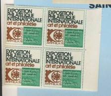 BLOC 4 VIGNETTES ** EXPOSITION PHILATELIQUE ART ET PHILATELIE  1975 # GRAND PALAIS PARIS # GALERIES NATIONALES # ARPHILA - Esposizioni Filateliche