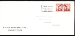 Lettre Antwerpen - 24-XI-1956 - Sur Baudouin 925x2 Vers Allemagne - Tarif International - Flamme - Storia Postale