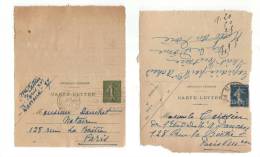 2 Cartes Lettre De 1920 Et 1921 Dont 1 Avec Flamme FLIER à Texte - Cartes-lettres