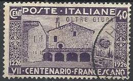 1926 OLTRE GIUBIA USATO SAN FRANCESCO 40 CENT - RR11187 - Oltre Giuba