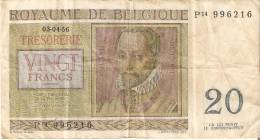 BILLETE DE BELGICA DE 20 FRANCOS DEL AÑO 1956  (BANKNOTE) - 20 Franchi