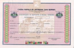 CASSA RURALE ED ARTIGIANA  "SAN GIORGIO"/ Certificato Di Deposito A Medio Termine _ Fino A 100 Mln Di Lire - ANNULLATO - Bank & Insurance