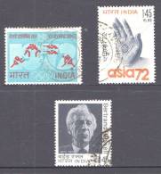 India 1972 Selected Issues Used - Olympics, Buddha's Hand, Bertrand Russell - Gebraucht