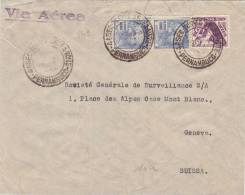 8409# BRESIL LETTRE VIA AEREA PAR AVION Obl PERNAMBUCO 1937 BRASIL Pour GENEVE SUISSE - Covers & Documents