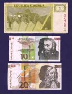 SLOVENIA 1992, 6 Banknotes, USED VF 1,10,20,50,100,200 Tolarjev 50 Korun, - Slovénie