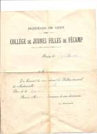 FECAMP-COLLEGE DE JEUNES FILLES-1927-BULLETIN TRIMESTRIEL - Diplomas Y Calificaciones Escolares