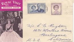 New Zealand Cover Scott #286-287 Royal Visit With Itinerary On Back Posted To USA - Storia Postale