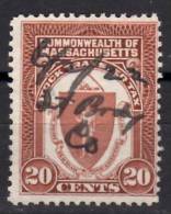 United States 20 Cent Commonwealth Of Massachusetts Stock Transfer Tax Issue - Fiscal