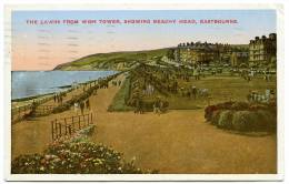 EASTBOURNE : THE LAWNS FROM WISH TOWER, SHOWING BEACHY HEAD / ADDRESS - BOURNEMOUTH, EAST CLIFF, CLIFF SIDE - Eastbourne