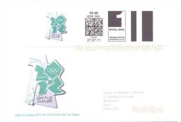 UK Olympic Games 2012 Letter; Countdown To London - 1 Year To Go Cachet And Smart Stamp; Olympic Logo - Eté 2012: Londres