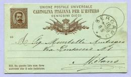 Cartolina Carte Postale Italiana BERGAMO To MILANO 1898 (820) - Stamped Stationery