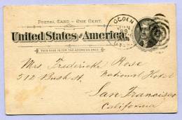 Postkarte Carte Postale Post Card OGDEN UTAH To SAN FRANCISCO 1894 (824) - ...-1900