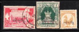 Myanmar 1949 Overprinted 3v Used - Myanmar (Birmanie 1948-...)