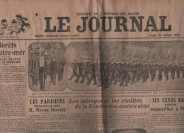 LE JOURNAL 14 07 1921 - DEFILE - WASHINGTON HUGHES - MYRON HERRICK - FORETS - SOISSONS - OLYMPIADES COUBERTIN - Le Petit Parisien