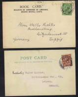 GB / 1925-1928 - 2 CARTES COMMERCIALES POUR L ALLEMAGNE / 2 IMAGES (ref 3934) - Covers & Documents