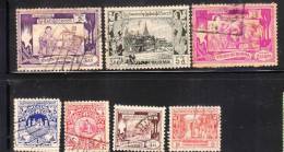 Myanmar 1949 Definitive Temple Farming 7v Used - Myanmar (Birmanie 1948-...)