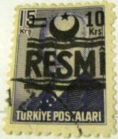 Turkey 1955 Official Stamp 15k Overprinted 10k - Used - Gebraucht