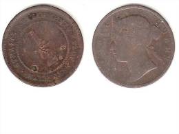 *straits Settlements 1/2 Cent 1873  Km 8  Fr  Very Rare Coin!!!!! Look  Cat Val 100$ In Fr - Maleisië