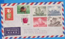 Japan, Airmail, Envelope Sent To Romania. Nice Franking, Boats, Ships - Colibrì