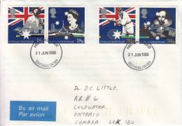 Great Britain FDC Scott #1223a, #1225a Se-tenant Pairs Australia Bicentenary - 1981-1990 Em. Décimales