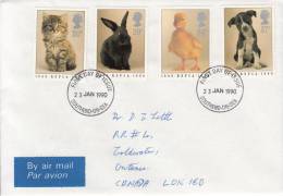 Great Britain FDC Scott #1300-1303 Set Of 4 RSPCA 150th Anniversary - 1981-1990 Em. Décimales