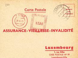 8460# CARTE POSTALE ASSURANCE VIEILLESSE INVALIDITE AFFRANCHISSEMENT MECANIQUE Obl MAMER 1973 LUXEMBOURG - Brieven En Documenten