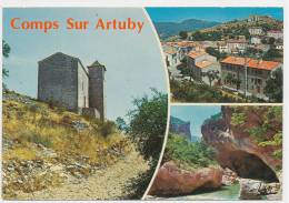 83 // COMPS  MULTIVUES   Cpsm  Chapelle Des Templiers, Vue Générale, Les Gorges Du Verdon - Comps-sur-Artuby