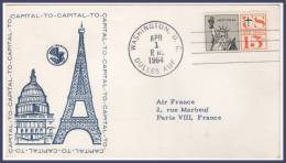 WASHINGTON > PARIS 1/4/1964 Scan Verso - 3c. 1961-... Storia Postale