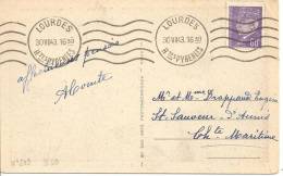 N°Y&T 503   LOURDES         Vers    ST SAUVEUR Le 30 JUILLET 1943 - Cartas & Documentos