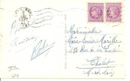 N°Y&T 679X2 LYON              Vers     CHOLET Le   23 SEPTEMBRE 1947 - Lettres & Documents