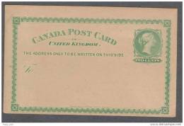 Canada  Canada Stationery Post Card 1877 To United Kingdom As UX3 2c Green Shade  As Shown In Scans - 1860-1899 Regering Van Victoria