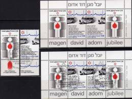 Ambulanz-Wagen Rotes Kreuz 1980 Israel 819/0, Block 19 ** Plus O 9€ Blutspende Kardiogramm Bf Bloc Medica Sheet Of Asia - Accidents & Sécurité Routière