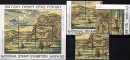 Schiff Kupferstich Exposition HAIFA 1980 Israel 827/8,ZD Plus Block 20 ** 8€ Karmelberg History Philatelic Sheet Bf Asia - Collections, Lots & Séries