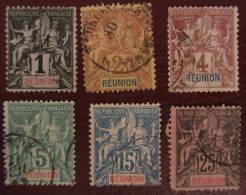Reunion - 1892 Y&T 32, 33, 34, 35, 37, 39  Obl - TB - Cote: 16 Euros - Used Stamps